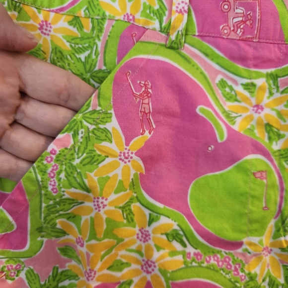 Vintage Lilly Pulitze Vibrant Pink and Green Golf Patterned Pants Size 6 Preppy - Picture 5 of 8